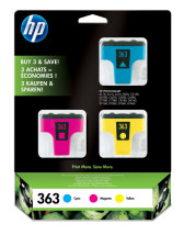 foto de HP 363 3-pack Cyan/Magenta/Yellow Ink Cartridges cartucho de tinta 3 pieza(s) Original Cian, Magenta, Amarillo