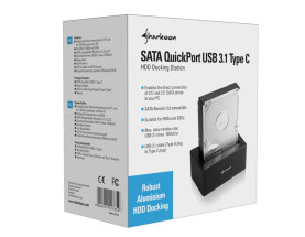 foto de Sharkoon SATA QuickPort USB 3.1 Type C USB 3.1 (3.1 Gen 2) Type-C Negro