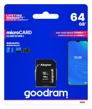 foto de MICRO SD GOODRAM 64GB C10 UHS-I CON ADAPTADOR