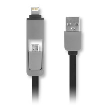 foto de CABLE ADAPTADOR 1LIFE USB 2 EN 1 FLAT NEGRO
