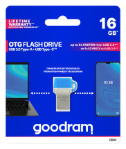 foto de Goodram ODD3 unidad flash USB 16 GB USB Type-A / USB Type-C 3.2 Gen 1 (3.1 Gen 1) Azul, Plata