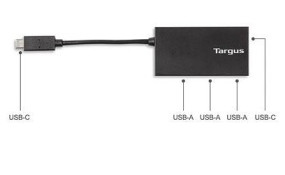 foto de HUB TARGUS USB-C A 3 x USB-A Y 1 x USB-C NEGRO