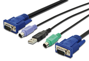 foto de CABLE KVM DIGITUS VGA PS/2 USB HD DB15/M 2xMINIDIN6/M USB TIPO A/M HD DB15/M 3M
