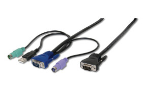 foto de CABLE KVM DIGITUS VGA 2XPS/2 USB HDDB15/M 2 x MiniDIN6/M 1,8M