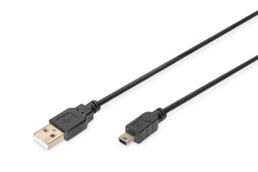 foto de CABLE DIGITUS USB 2.0 tipo A - mini B (5 pines) M/M 1,8m UL bl