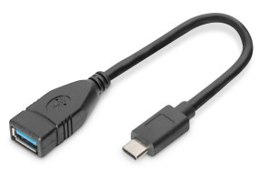 foto de CABLE DIGITUS ADAPTADOR USB OTG TIPO C - A M/F 0,15M 3A 5GB 3.0 VERSION NEGRO