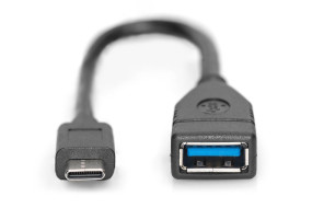 foto de CABLE DIGITUS ADAPTADOR USB OTG TIPO C - A M/F 0,15M 3A 5GB 3.0 VERSION NEGRO