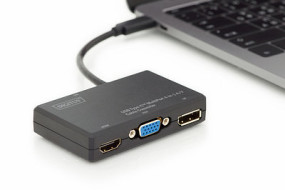 foto de CONVERSOR HUB DIGITUS VIDEO A/V 4 EN 1 USB TIPO C SALIDA DP+HDMI+DVI+VGA 4K