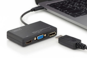 foto de CONVERSOR HUB DIGITUS VIDEO A/V 4 EN 1 USB TIPO C SALIDA DP+HDMI+DVI+VGA 4K