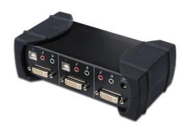 foto de KVM DIGITUS SWITCH USB DVI-KVM 1 USER 2 PC AUDIO & USB 2.0 INCLU. 2 CABLE SET