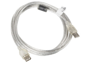 foto de Lanberg CA-USBE-12CC-0030-TR cable USB 3 m USB 2.0 USB A Transparente
