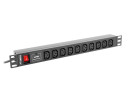 foto de REGLETA LANBERG 1U 10A RACK 19 10X SOCKET NEGRO 2M