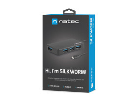 foto de HUB NATEC SILKWORM USB-C 4 PUERTOS USB 3.0 NEGRO