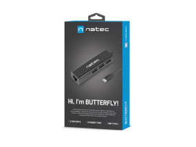 foto de ADAPTADOR NATEC BUTTWEFLY USB-C A RJ45 100MB/S CON 3XUSB 2.0