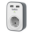 PROTECTOR CONTRA TENSIONES BELKIN SURGECUBE 1 TOMA 2x USB/ A BLANCO MONTABLE EN