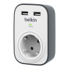 foto de PROTECTOR CONTRA TENSIONES BELKIN SURGECUBE 1 TOMA 2x USB/ A BLANCO MONTABLE EN