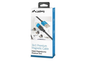 foto de Lanberg CA-3IN1-20CU-0010-BL cable USB 1 m USB 2.0 USB C USB C.Micro USB A/Lightning Negro, Azul
