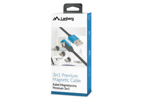 foto de Lanberg CA-3IN1-21CU-0010-BL cable USB 1 m USB 2.0 USB A USB C/Micro-USB B/Lightning Negro, Azul