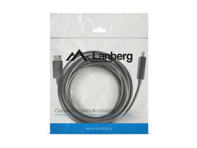 foto de Lanberg CA-DPHD-10CC-0050-BK adaptador de cable de vídeo 5 m DisplayPort HDMI Negro