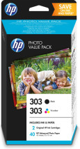 foto de HP Paquete de ahorro 303 negro/tricolor con 40 hojas/10 x 15 cm