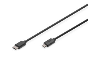 foto de CABLE USB DIGITUS USB TYPE-C CONNECTION CABLE TYPE C TO MICRO B M/M 1.8M 3A 2.0