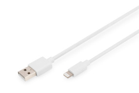 foto de CABLE USB DIGITUS CHARGER/DATA CABLE LIGHTNING - USB A M/M 1.0M IP5/6/7