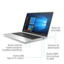 foto de HP ProBook 635 Aero G7 Portátil 33,8 cm (13.3) Full HD AMD Ryzen 5 PRO 8 GB DDR4-SDRAM 256 GB SSD Wi-Fi 6 (802.11ax) Windows 10 Pro Plata