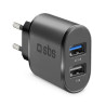 foto de CARGADOR PARED SBS 2x USB 100/250V 1000 mAh CARGA RAPIDA NEGRO