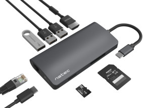 foto de ADAPTADOR NATEC FOWLER 2 USB-C-A 3XUSB 3.0,HDMI 4K,RJ45,SD,MSD