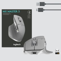 foto de RATON LOGITECH MX MASTER 3 MID WRLS USB  4000DPI MANO DERECHA GRIS