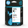 foto de HP Paquete de 2 cartuchos de tinta original 305 tricolor / negro