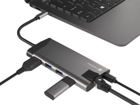 foto de ADAPTADOR NATEC FOWLER PLUS USB-C->3XUSB 3.0,HDMI 4K,USB-C PD,RJ45,SD,MSD