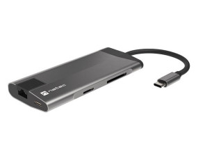 foto de ADAPTADOR NATEC FOWLER PLUS USB-C->3XUSB 3.0,HDMI 4K,USB-C PD,RJ45,SD,MSD