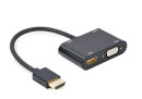 foto de HDMI MACHO A HDMI HEMBRA + VGA HEMBRA + CABLE ADAPTADOR DE AUDIO NEGRO