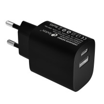 foto de LEOTEC CARGADOR 20W CARGA RAPIDA 1 USB TIPO-C PD 1 USB-A NEGRO