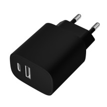 foto de LEOTEC CARGADOR 20W CARGA RAPIDA 1 USB TIPO-C PD 1 USB-A NEGRO