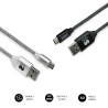 foto de CABLE SUBBLIM 2X PREMIUM TYPE C-A 3.0 1M ALU BLACK/SILVER