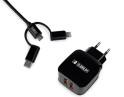 foto de CARGADOR PARED SUBBLIM ABS 2.4A CON CABLE 3IN1 BLACK