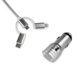 foto de CARGADOR COCHE SUBBLIM ALUM 2.4A + CABLE 3 IN1 SILVER