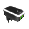 foto de CELLY CARGADOR DE RED 2 PUERTOS USB CARGA RAPIDA LED NEGRO