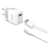 foto de CELLY CARGADOR RED SALIDA 2 4A Y CABLE LIGHTNING BLANCO