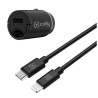 foto de CELLY KIT CARGADOR COCHE CABLE USBC A LIGHTNING 20W PROPOWER NEGRO