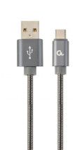 foto de CABLE DE CARGA Y DATOS GEMBIRD USB TIPO C DE METAL EN ESPIRAL PREMIUM, 1 M, GRIS