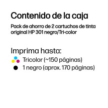 foto de TINTA HP 301 PACK AHORRO NEGRO TRICOLOR