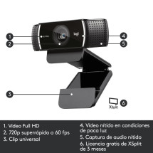 foto de WEBCAM LOGITECH C922 HD 1920X1080PX NEGRA