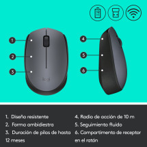 foto de RATON LOGITECH M170 NEGRO GRIS RF INALAMBRICO PILAS
