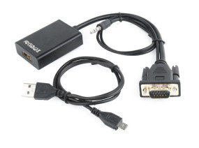 foto de CABLE ADAPTADOR GEMBIRD VGA MACHO A HDMI HEMBRA 0,15M CON AUDIO 3,5MM