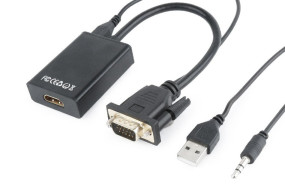 foto de CABLE ADAPTADOR GEMBIRD VGA MACHO A HDMI HEMBRA 0,15M CON AUDIO 3,5MM