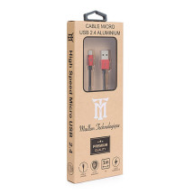 foto de CABLE MAILLON PREMIUM MICRO USB 2.4 ALUMINIO ROJO 1M