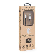 foto de CABLE MAILLON PREMIUM MICRO USB 2.4 ALUMINIO PLATEADO 1M